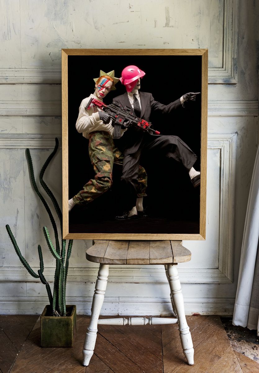 Stylish Duo with Gun — Contemporary Print room preview