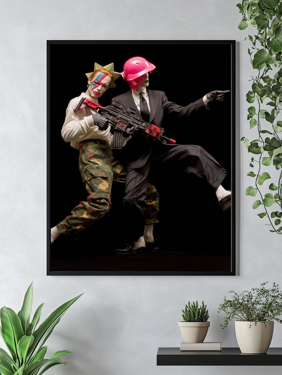 Stylish Duo with Gun — Contemporary Print. — room view 4