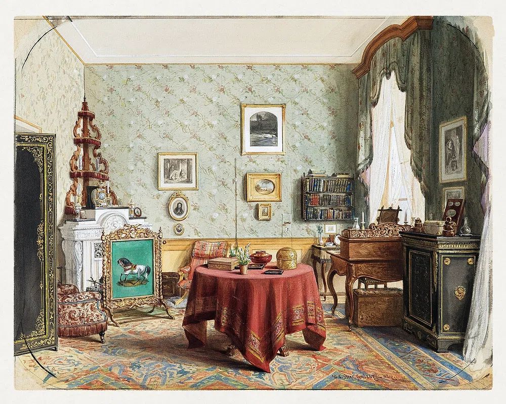 Elegant Vintage Interior — Fine Art Print. poster — fine-art art