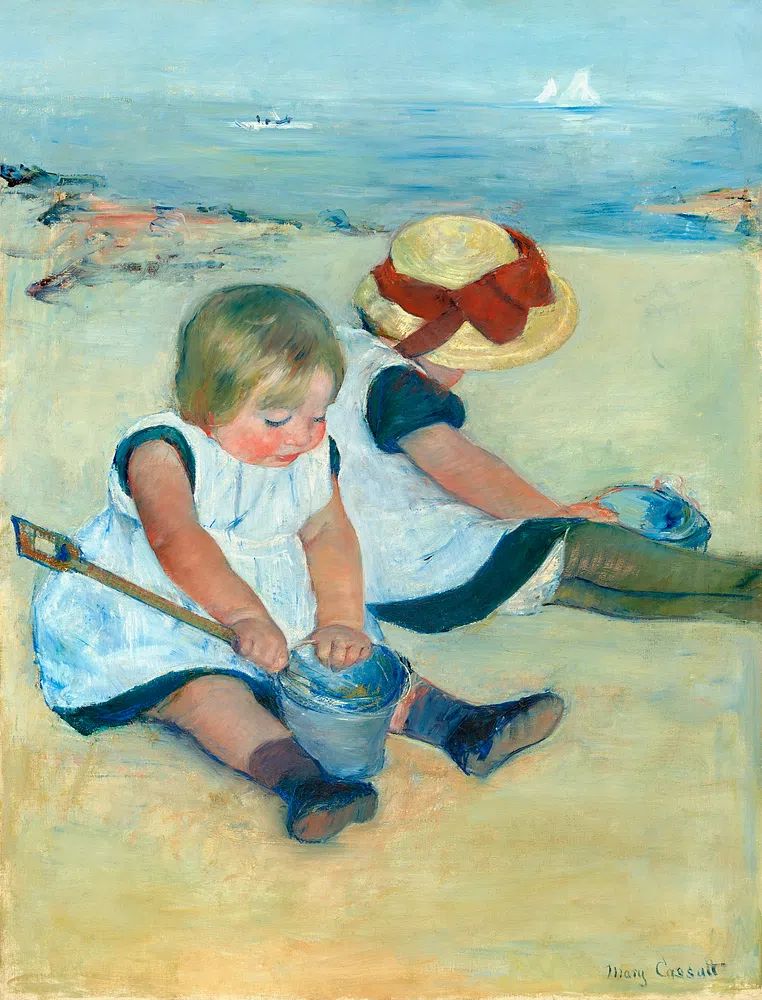 Children Playing Beach (1884) Mary. poster — fine-art art