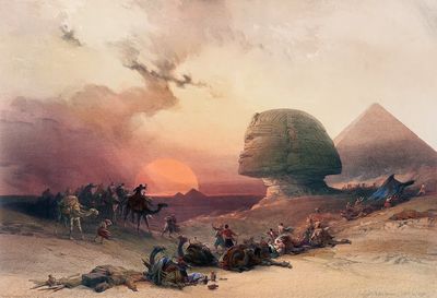 Sphinx at Sunset Desert Print. poster