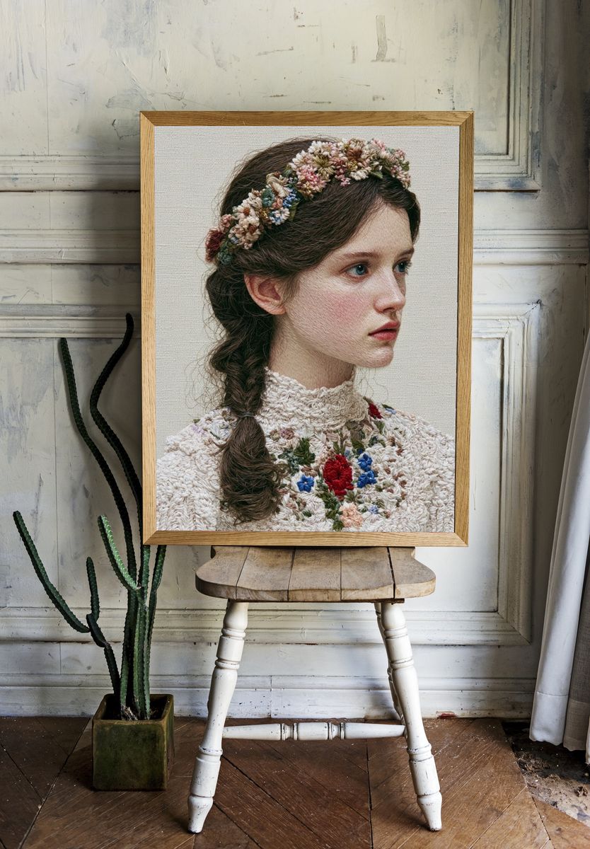 Embroidered Portrait Fine-Art Print. room preview