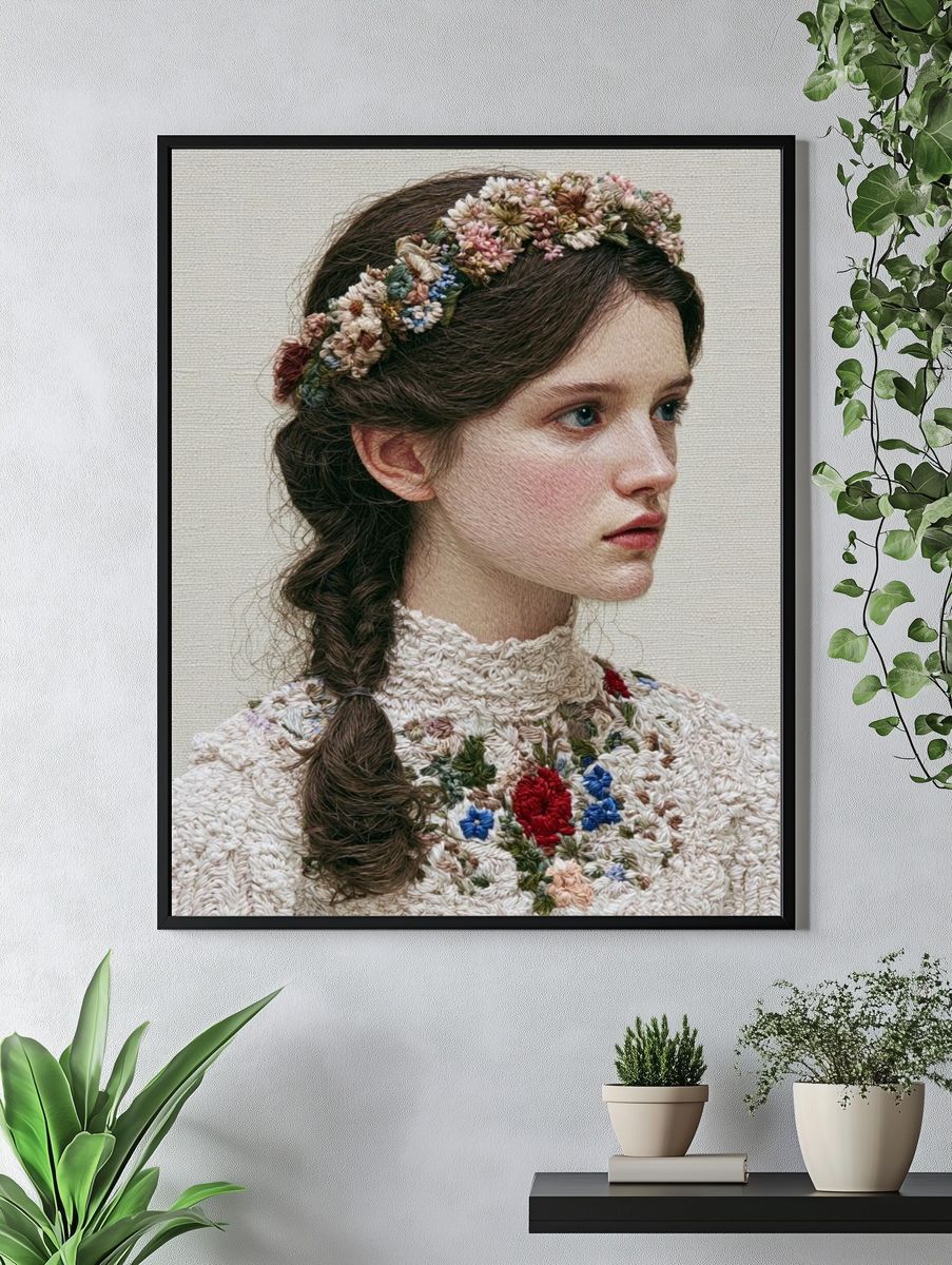 Embroidered Portrait Fine-Art Print. — room view 4