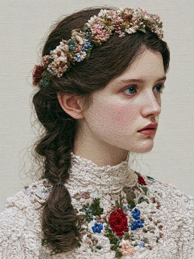 Embroidered Portrait Fine-Art Print. poster