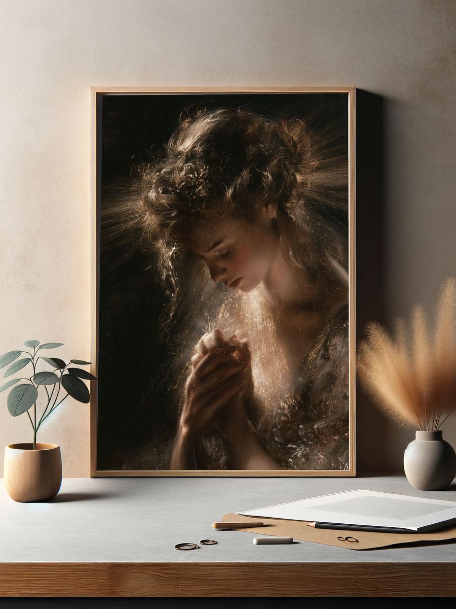 Praying Woman Fine-Art Poster. — room view 2