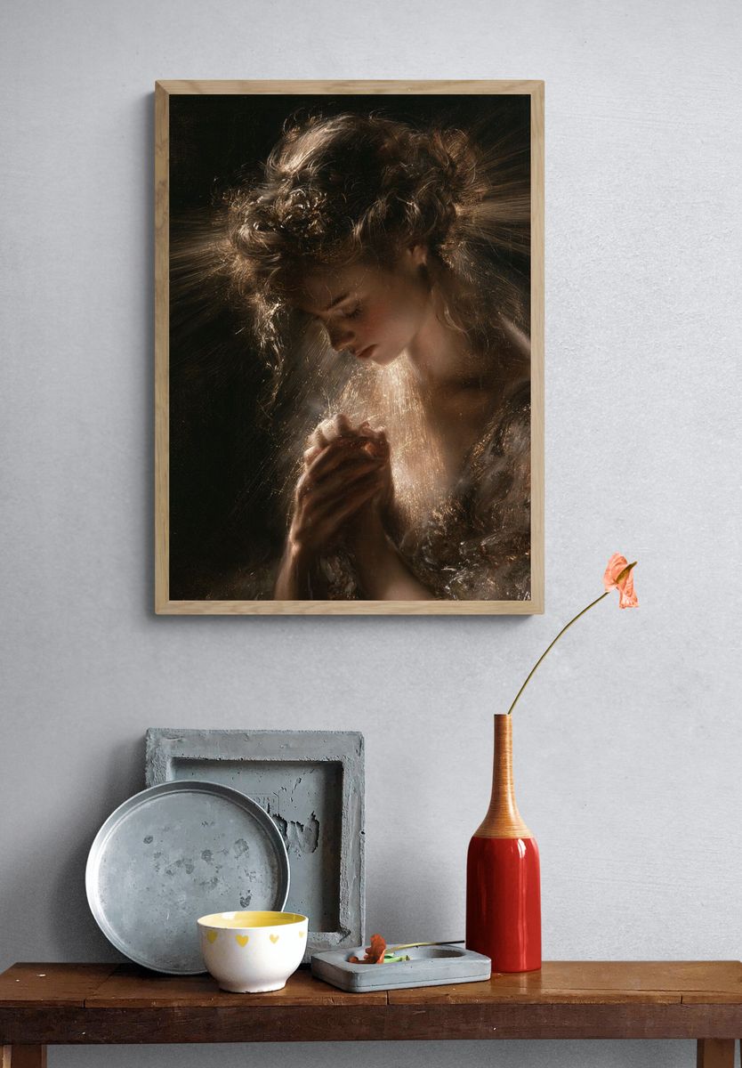 Praying Woman Fine-Art Poster. — room view 3
