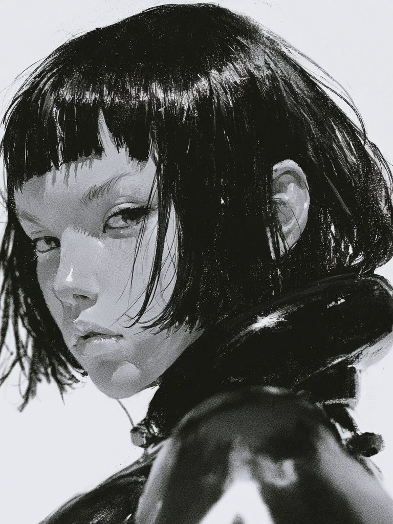 Monochrome Girl Portrait Print. poster — fine-art art
