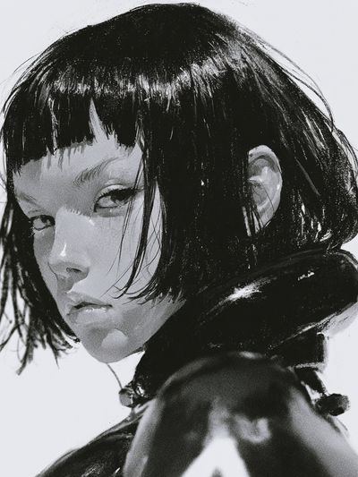 Monochrome Girl Portrait Print. poster