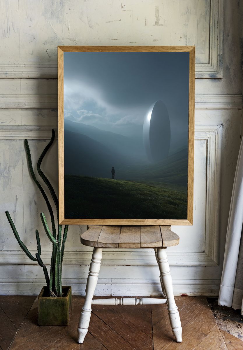 Mysterious Monolith in Fog — Fine Art Print room preview