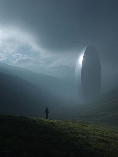 Mysterious Monolith in Fog — Fine Art Print. poster print