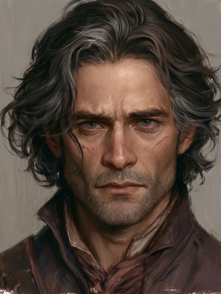 Brooding Man Portrait Print. poster detail