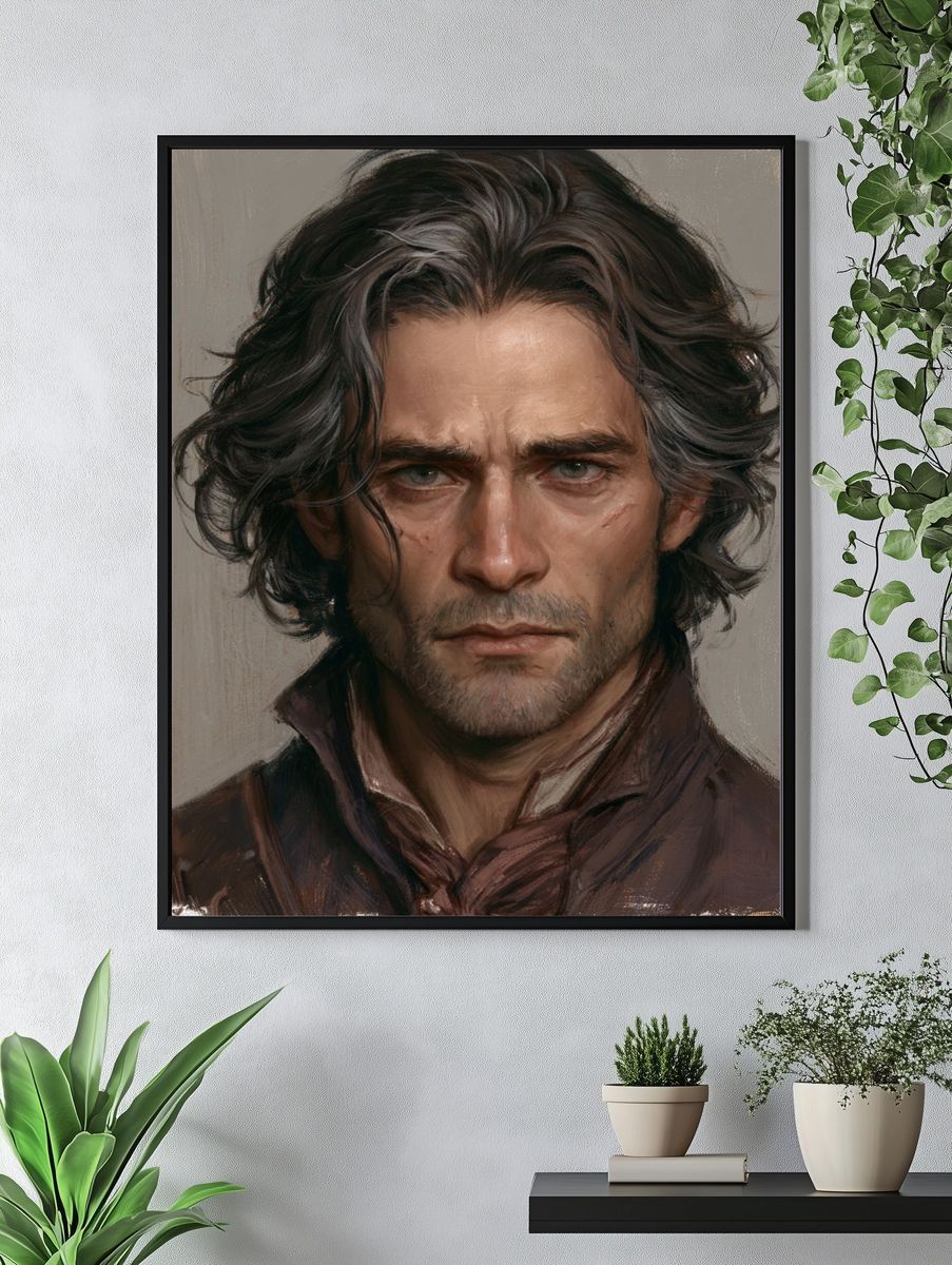 Brooding Man Portrait Print. — room view 4