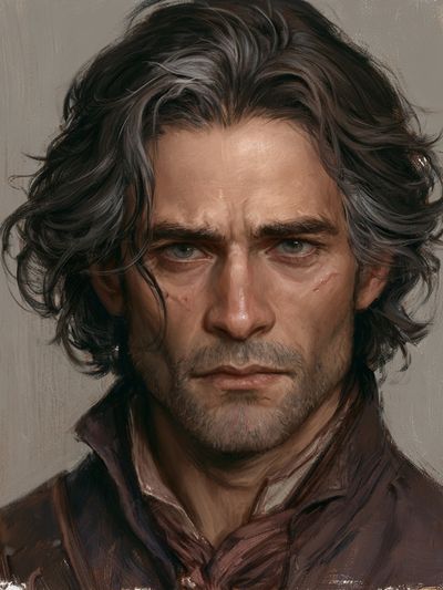 Brooding Man Portrait Print. poster