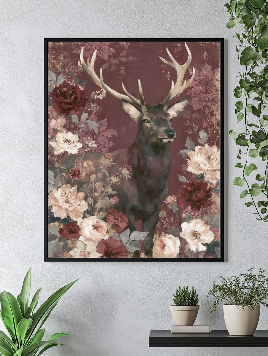 Floral Stag Fine-Art Poster. — room view 4