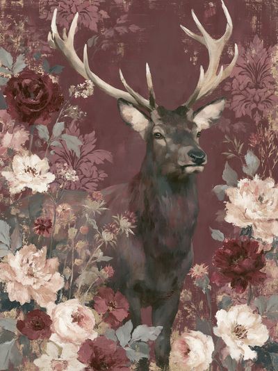 Floral Stag Fine-Art Poster. poster