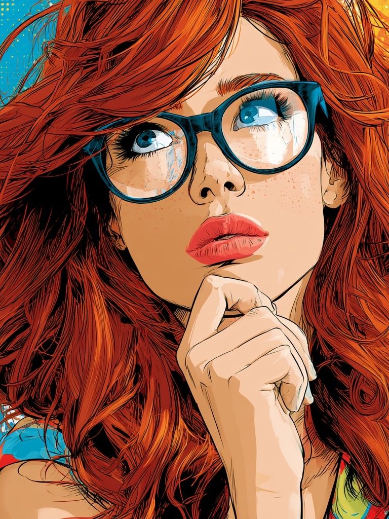 Red-Haired Woman Pop Art Poster. poster detail