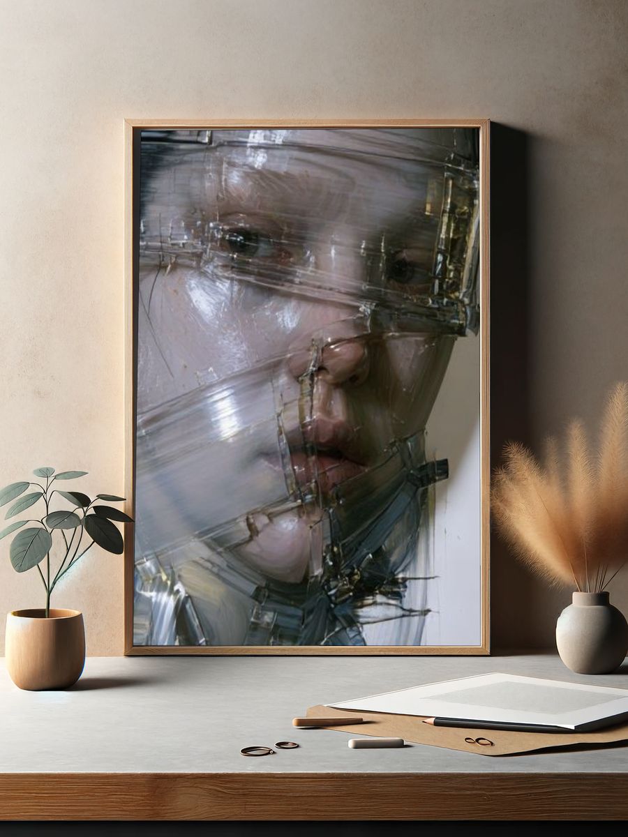 Fragmented Face Contemporary Print. — room view 2