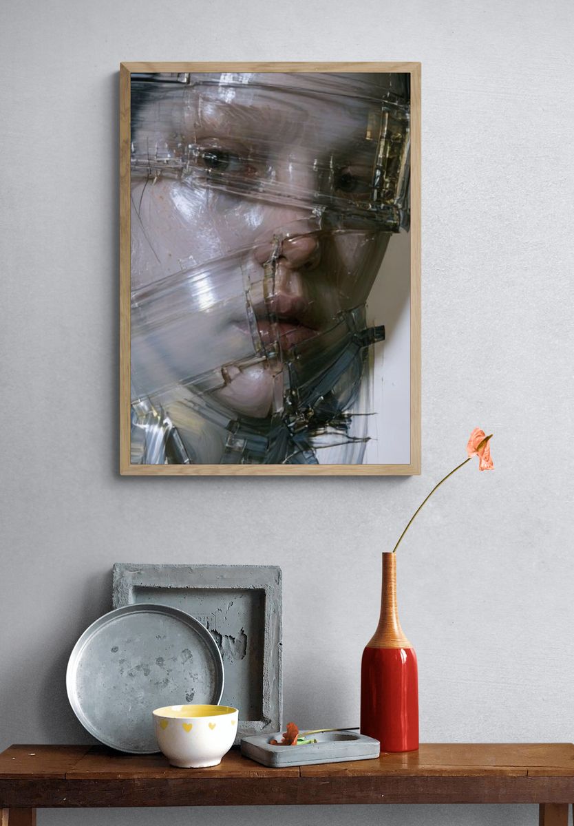 Fragmented Face Contemporary Print. — room view 3