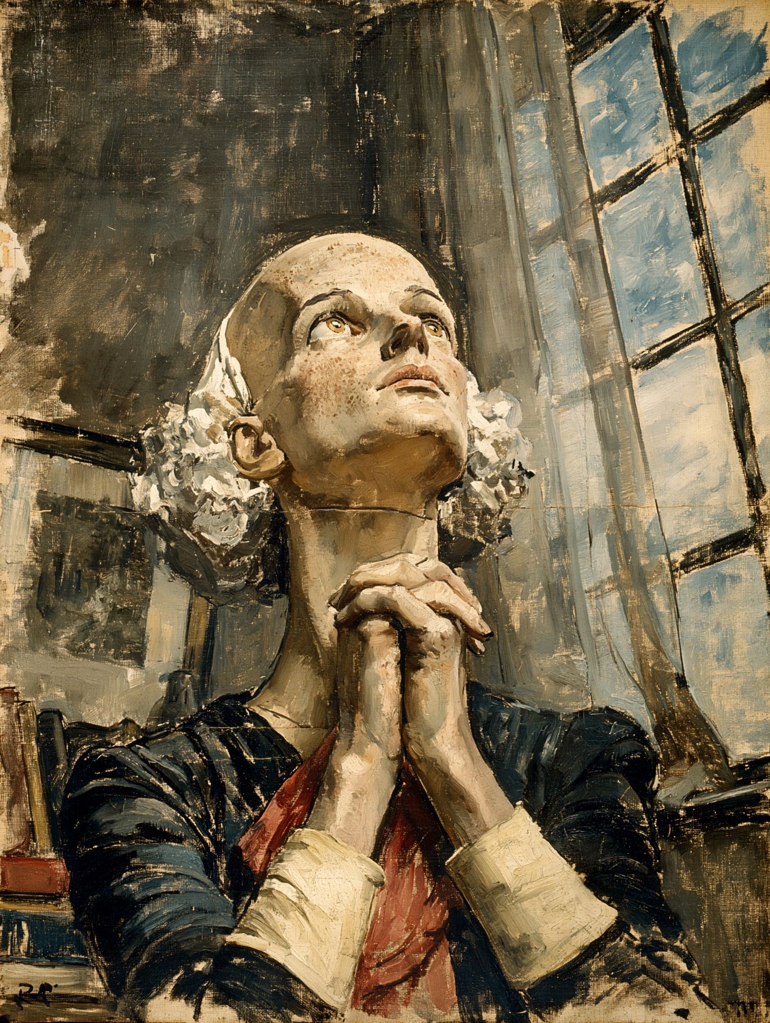 Praying Woman Portrait Print. poster — fine-art art