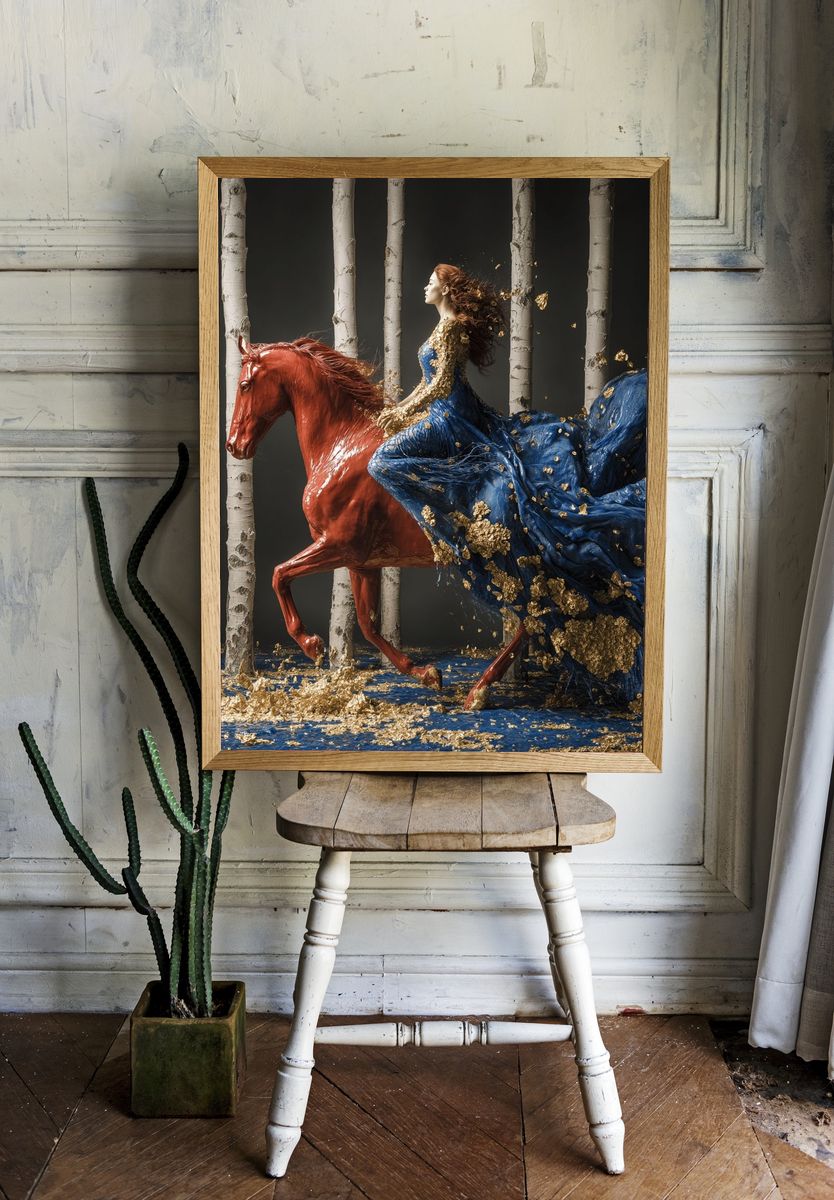 Majestic Horse and Woman — Fine Art Print. room preview