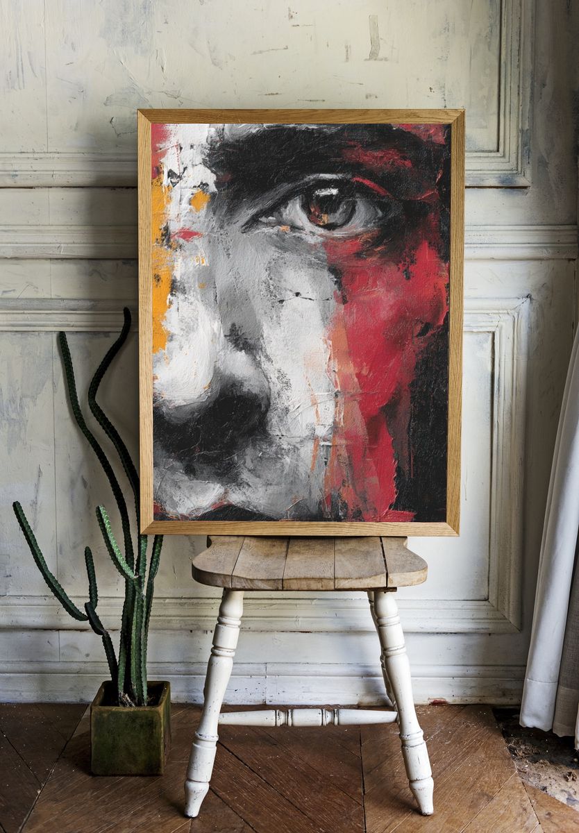 Abstract Face Portrait Print. room preview