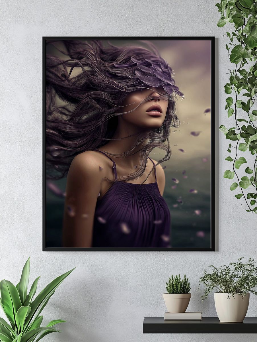 Mystical Woman with Flowing Hair — Fine Art Print. — room view 4