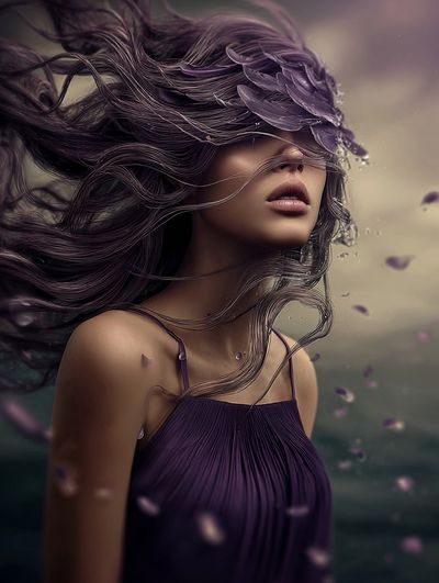 Mystical Woman with Flowing Hair — Fine Art Print. poster print