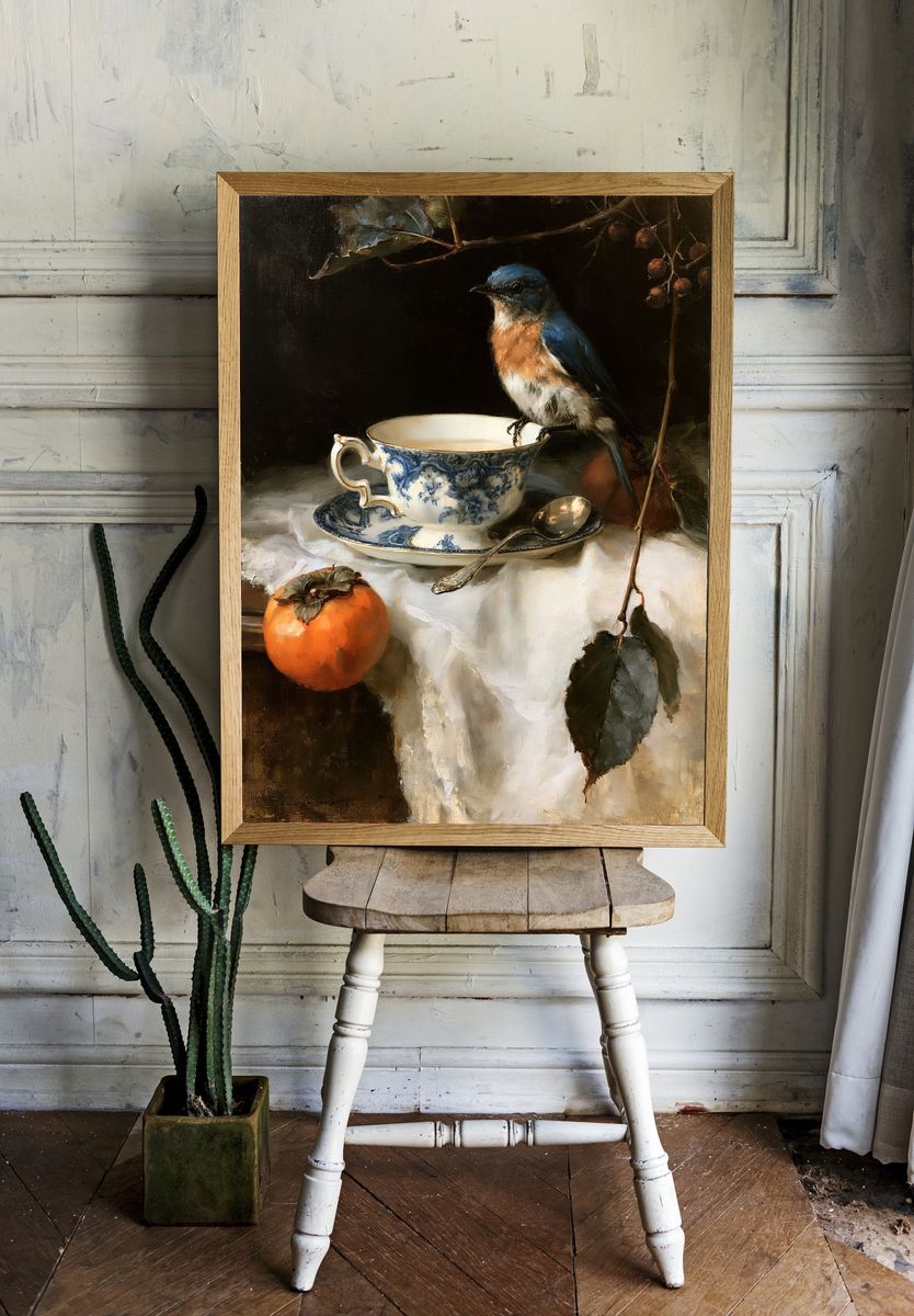 Bluebird Still Life Poster. room preview