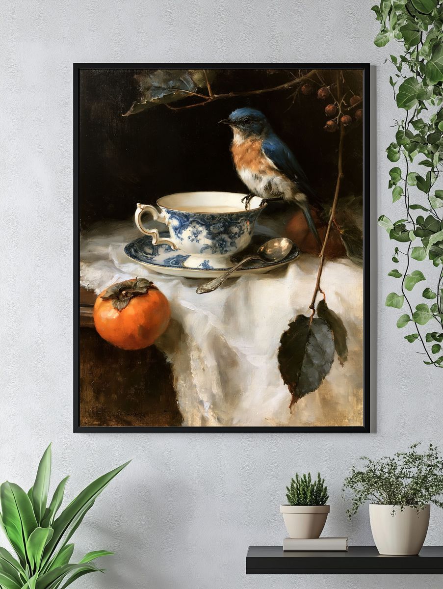 Bluebird Still Life Poster. — room view 4