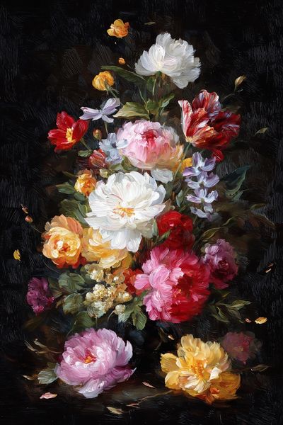 Luminous Floral Bouquet Oil Poster. poster print