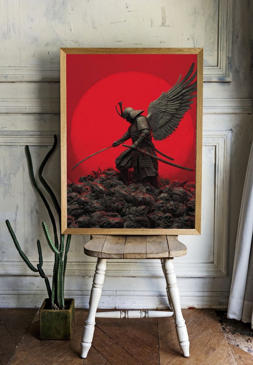 Samurai Warrior with Wings — Fine Art Print. — room view 1