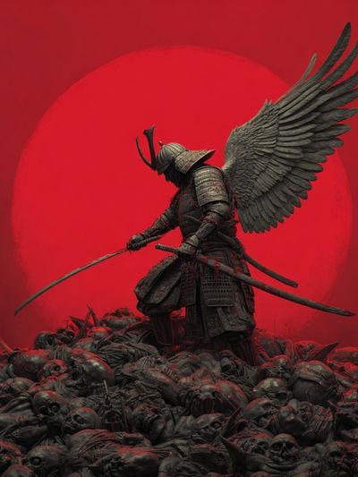 Samurai Warrior with Wings — Fine Art Print. poster