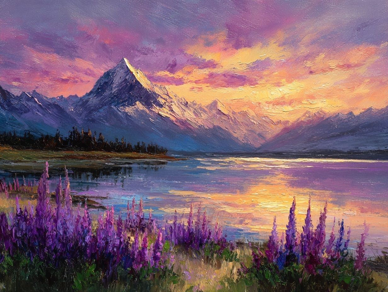 Sunset Mountain Lake Impressionist Poster. poster detail