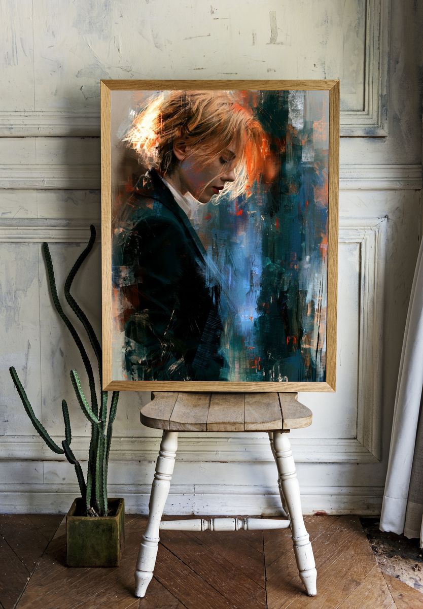 Contemplative Woman Fine-Art Print. — room view 1