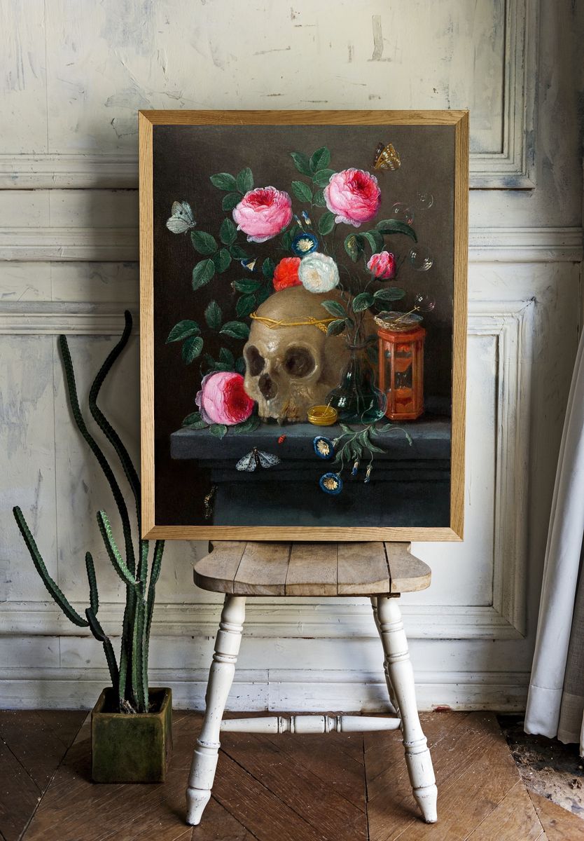 Skull and Roses — Fine Art Print. — room view 1