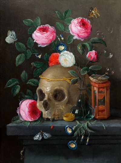 Skull and Roses — Fine Art Print. poster
