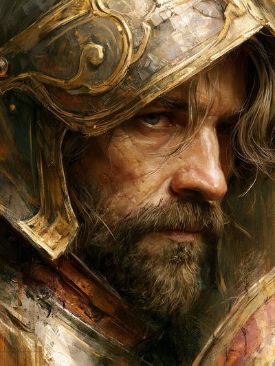 Armored Warrior Portrait Print. poster