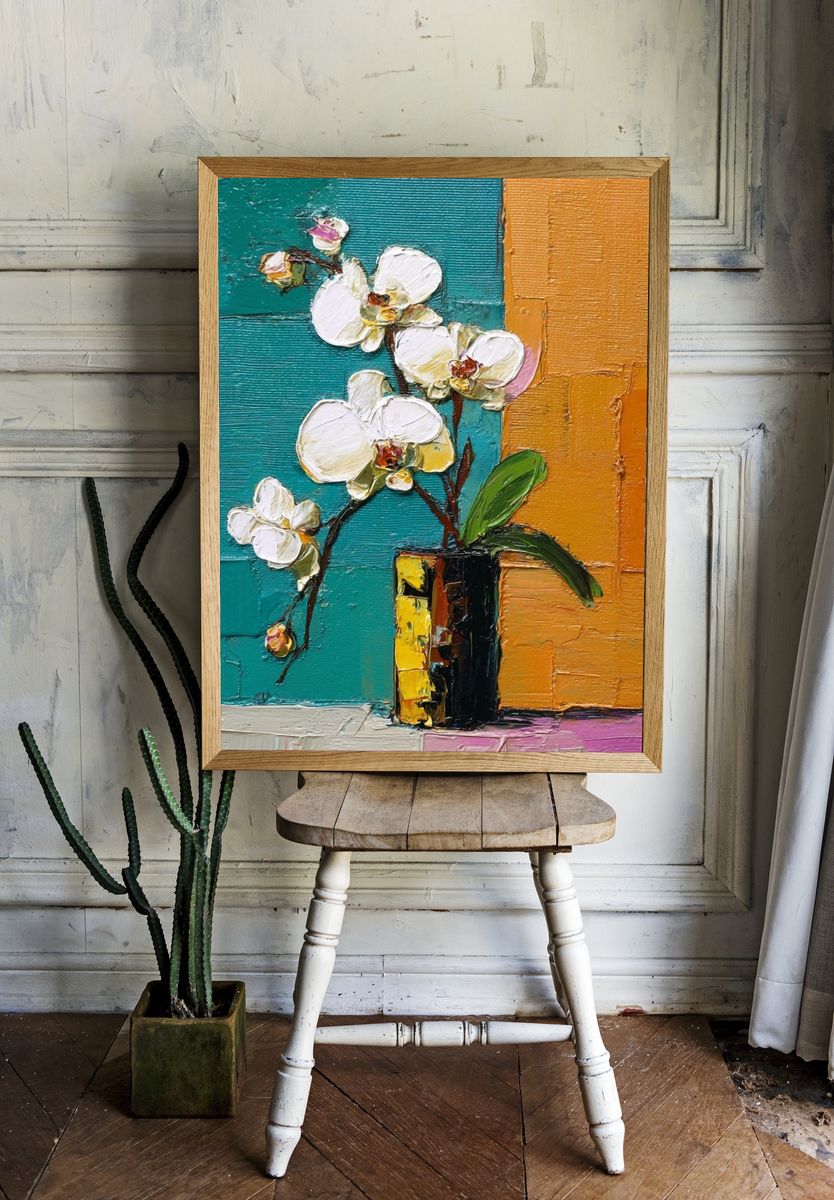 Orchid Still Life — Fine Art Print. room preview