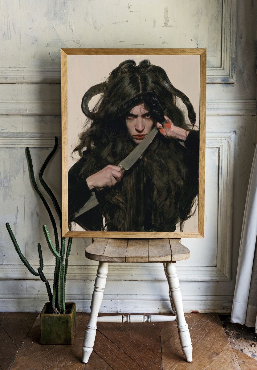 Medusa Portrait — Fine-Art Print. room preview