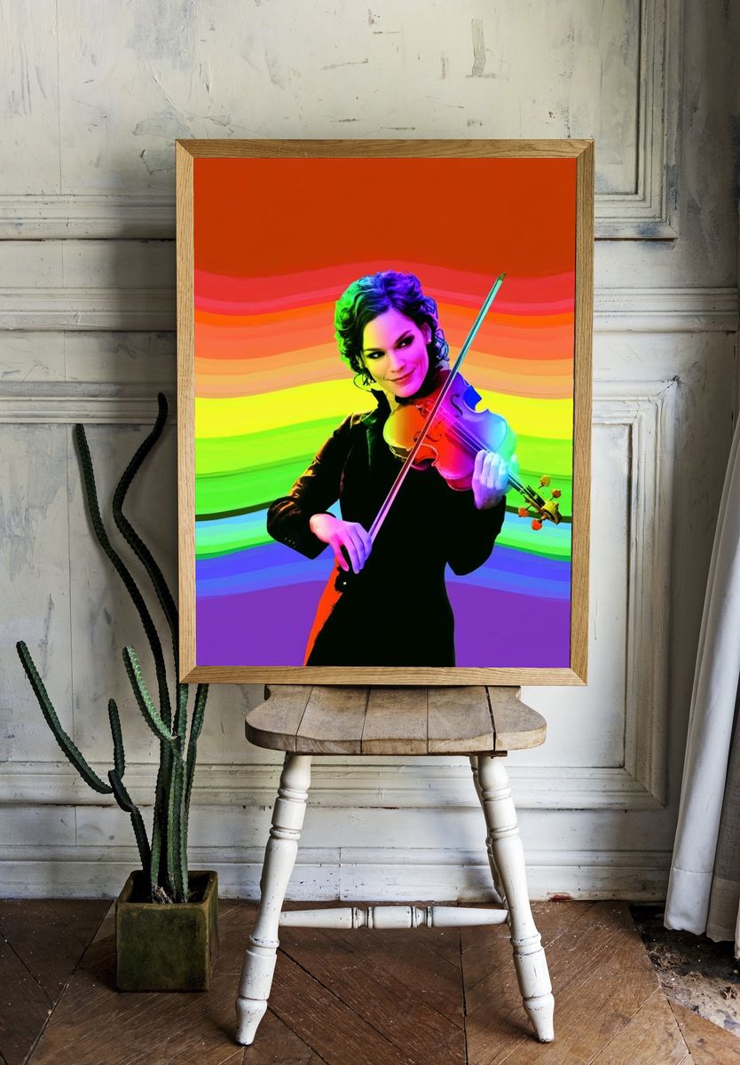 Rainbow Violinist Pop Art Poster. — room view 1