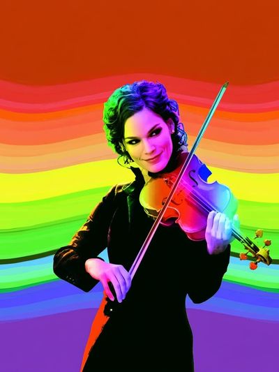 Rainbow Violinist Pop Art Poster.