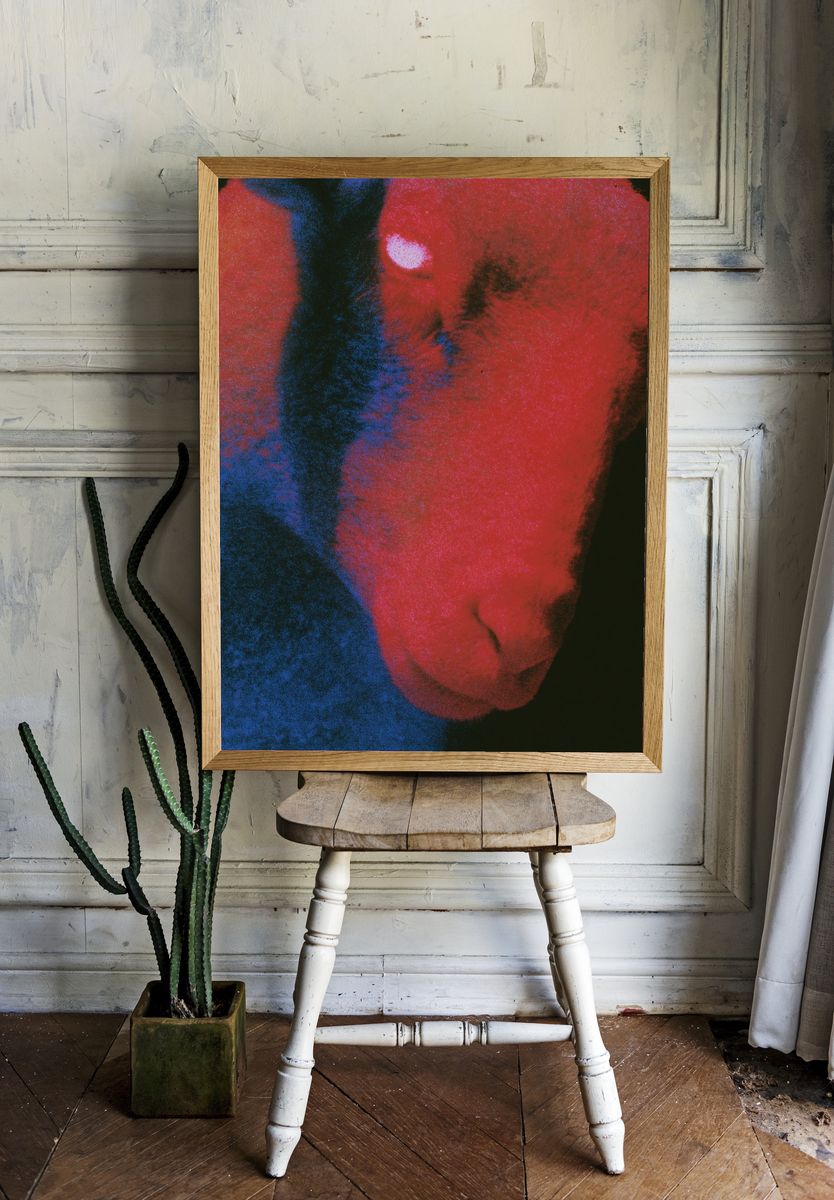 Abstract Neon Face Poster. — room view 1
