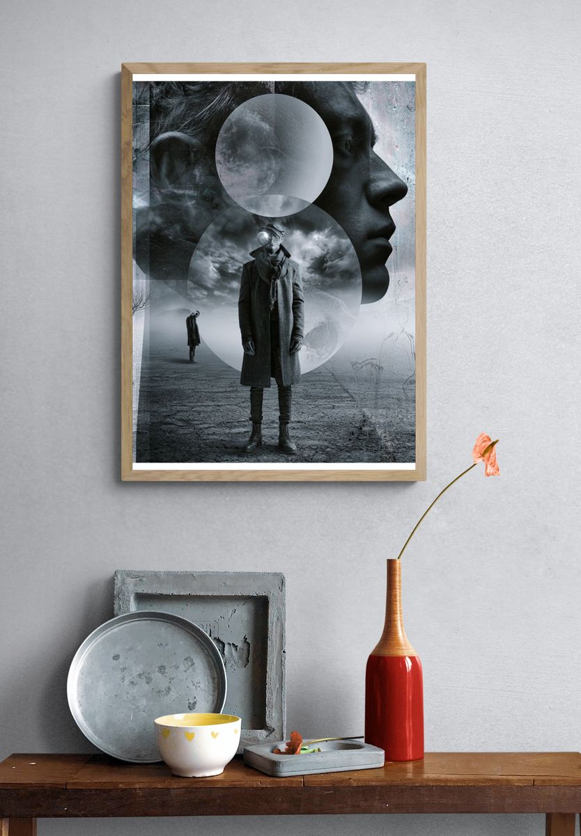 Surreal Monochrome Portrait Print. — room view 3