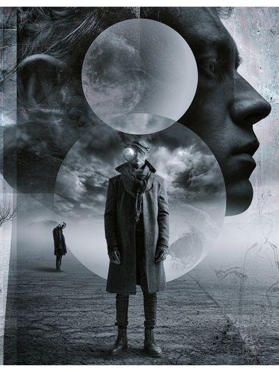 Surreal Monochrome Portrait Print. poster