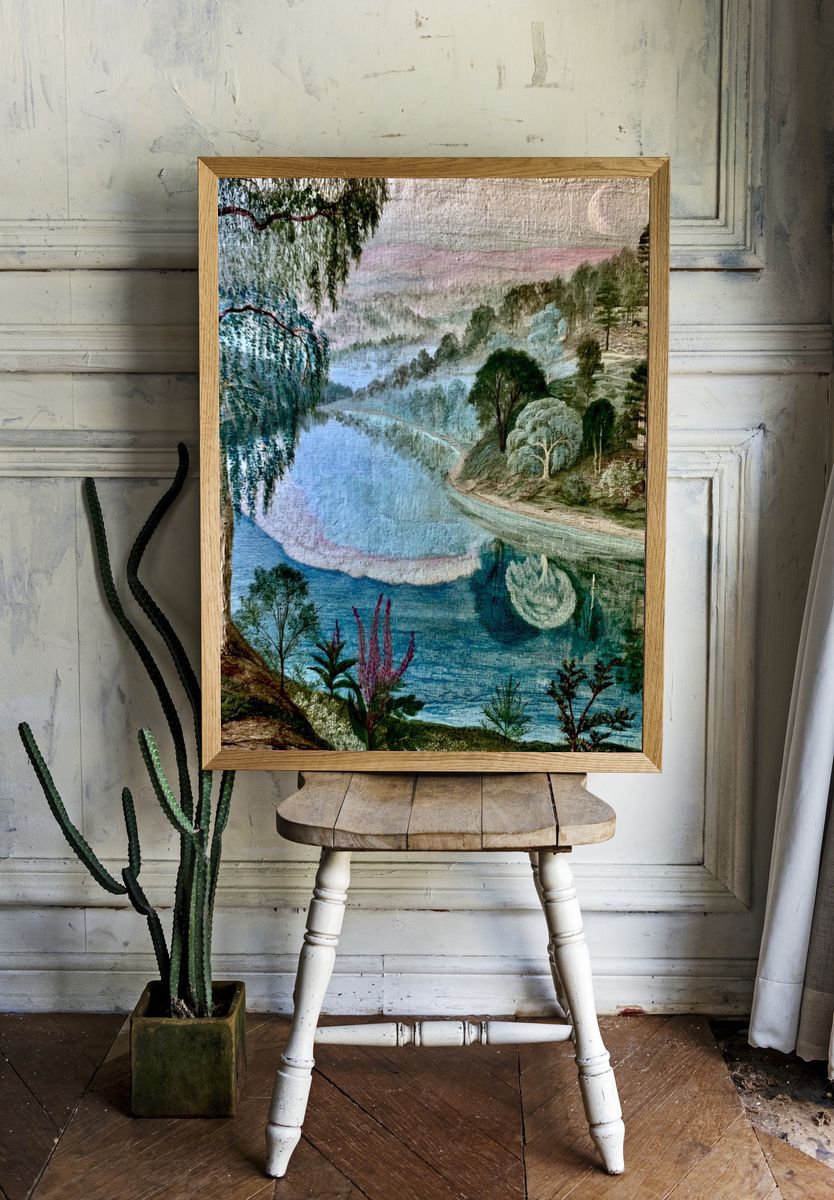 Dreamy Lakeside Landscape Print. — room view 1