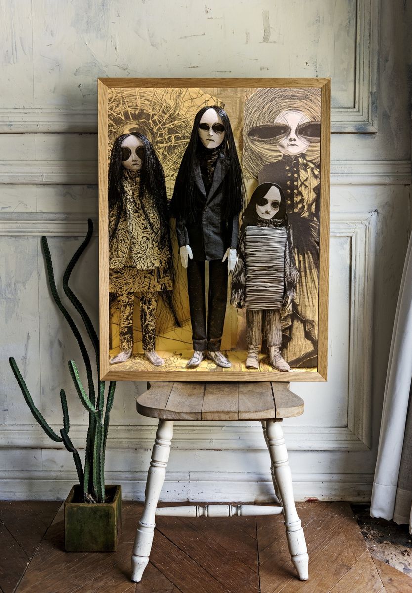 Surreal Doll Figures Fine-Art Poster. — room view 1