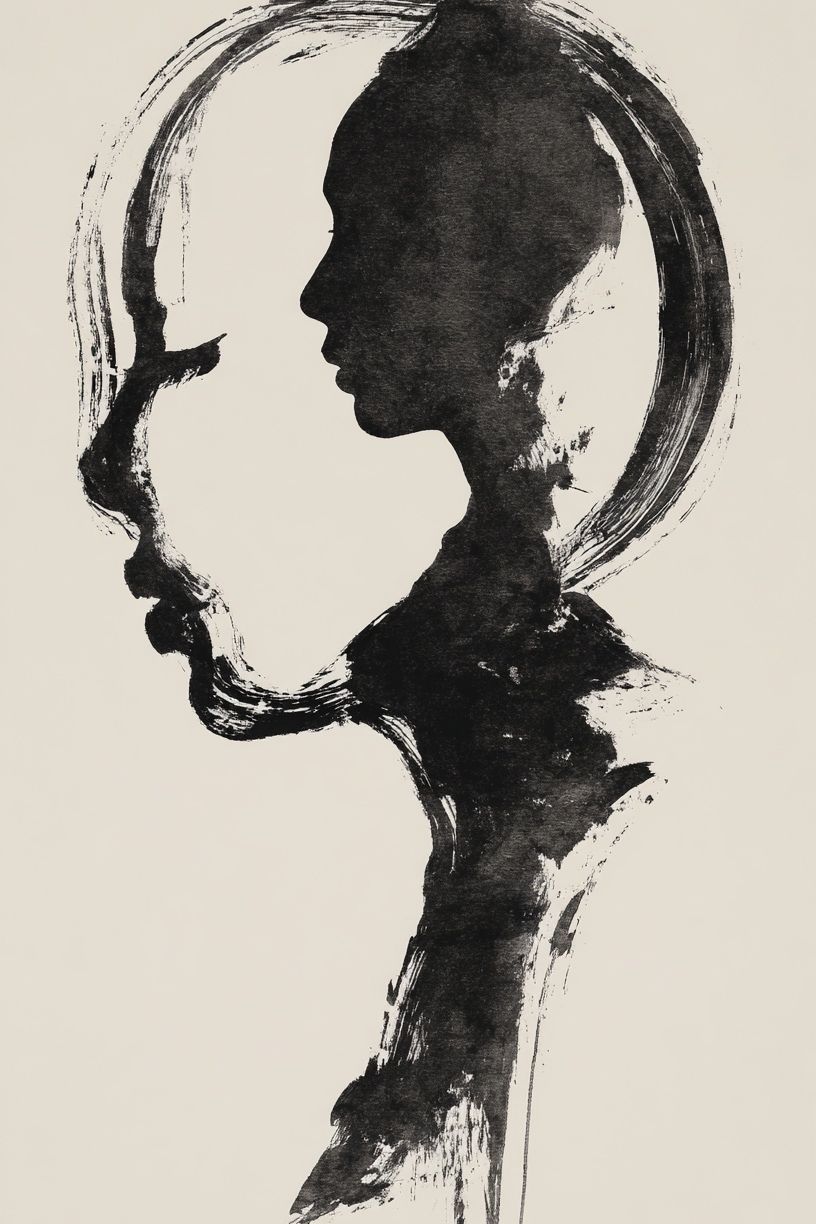 Ink Profile Silhouette Print. poster — fine-art art