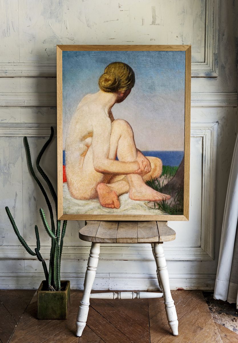 Nude Woman by the Sea — Fine Art Print room preview