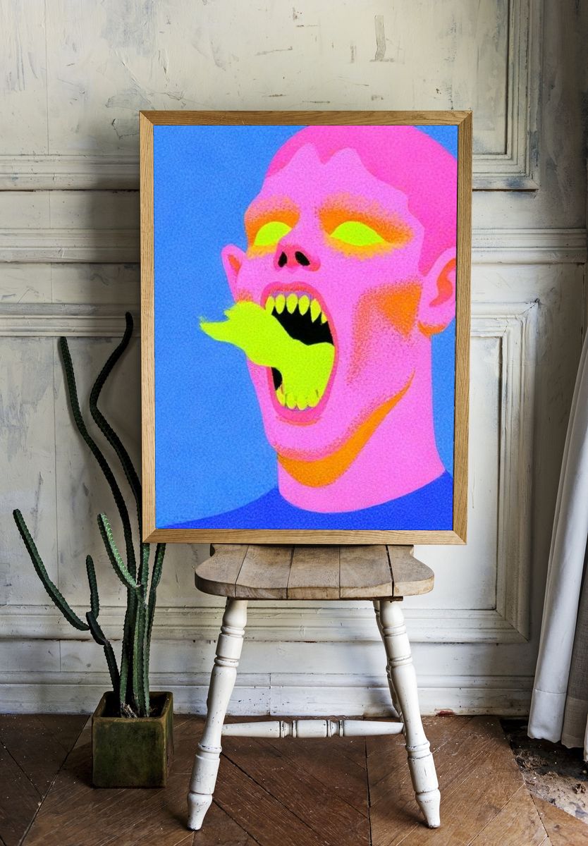 Neon Scream Pop-Art Poster. — room view 1