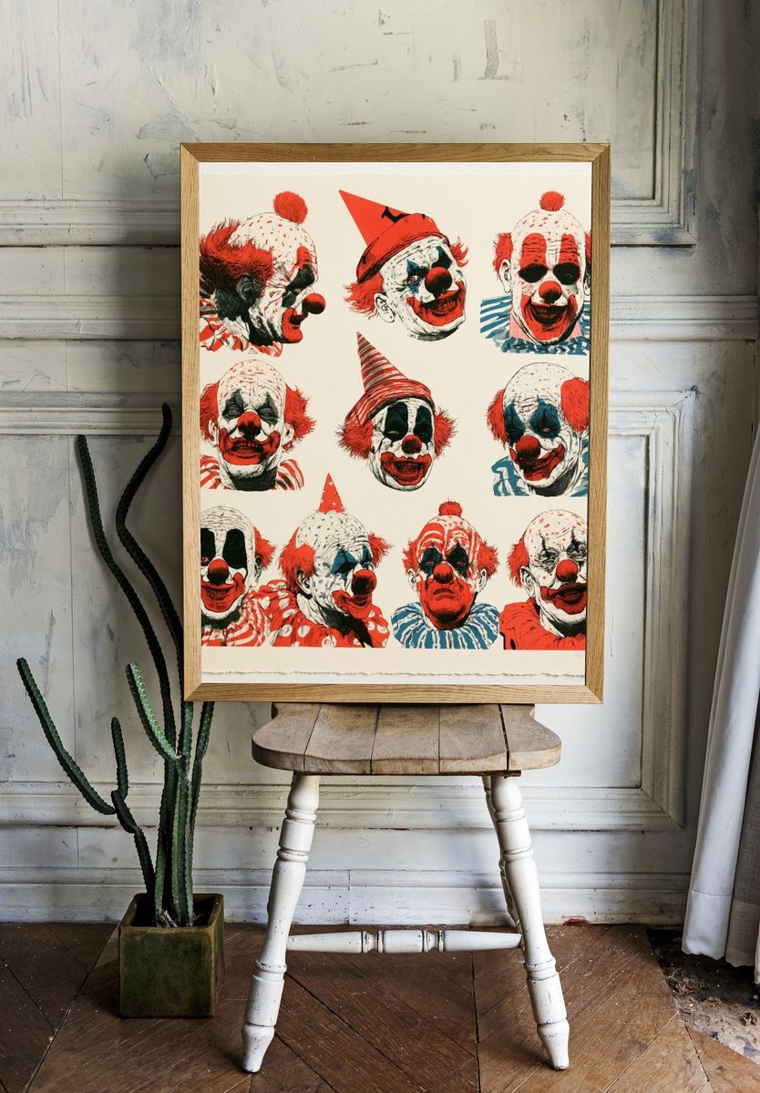 Clown Faces Pop-Art Poster. — room view 1
